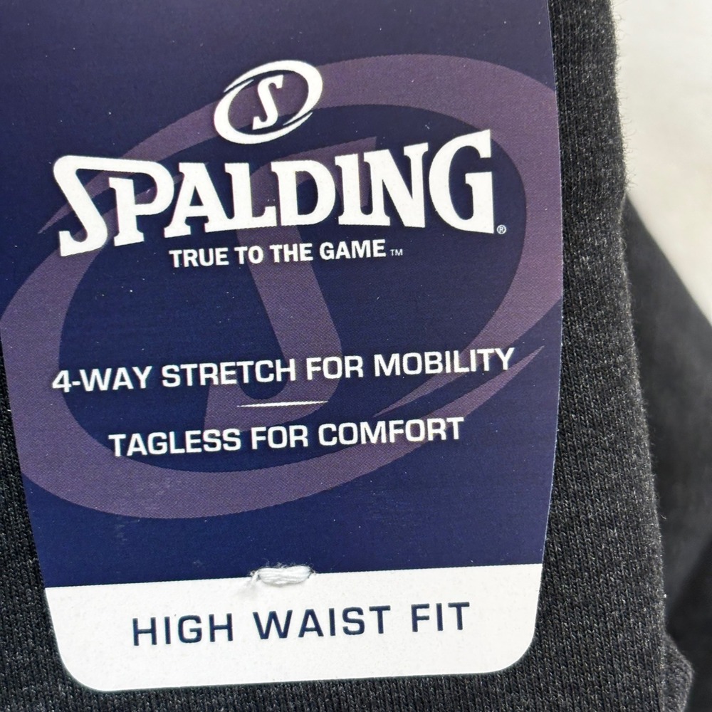 Spalding Leggings Women 2X Heather Grey High Waist 4-Way Stretch New Workout - Picture 8 of 8